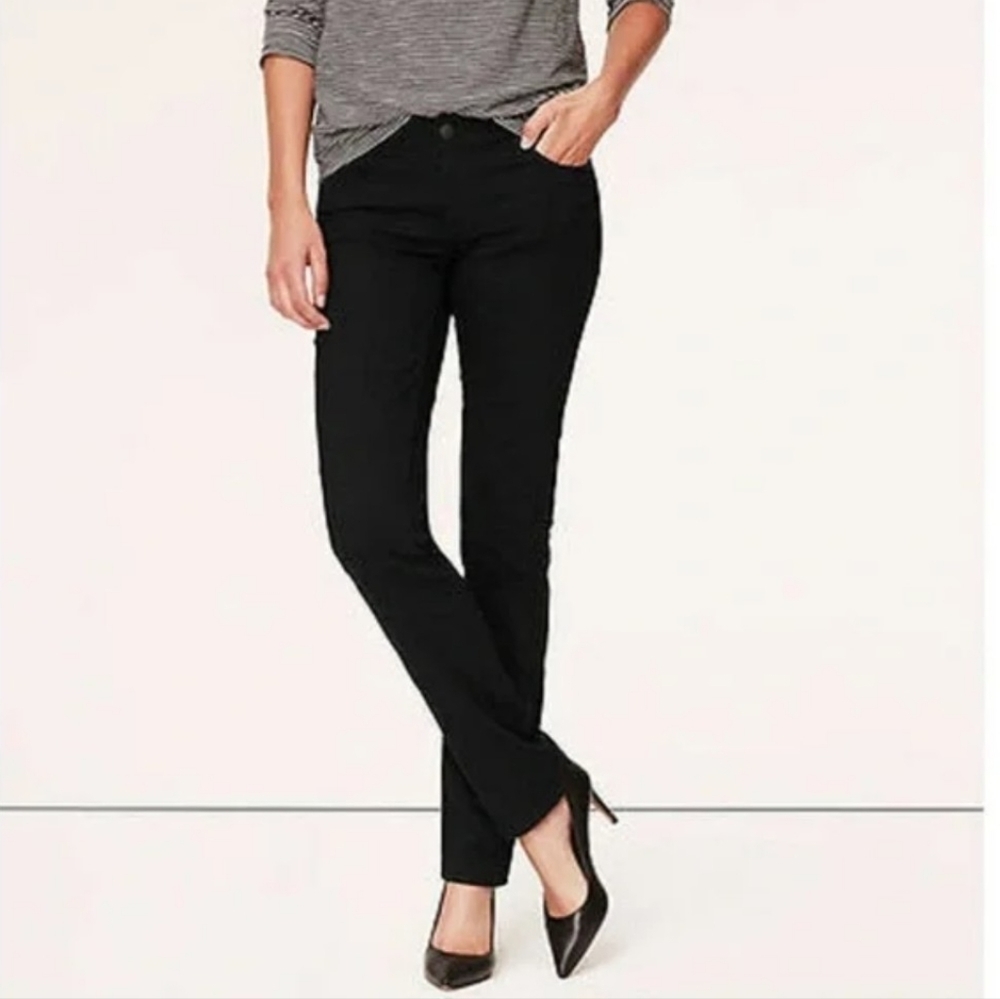 LOFT Modern Slim Womens Jeans Straight Black Summer Preppy